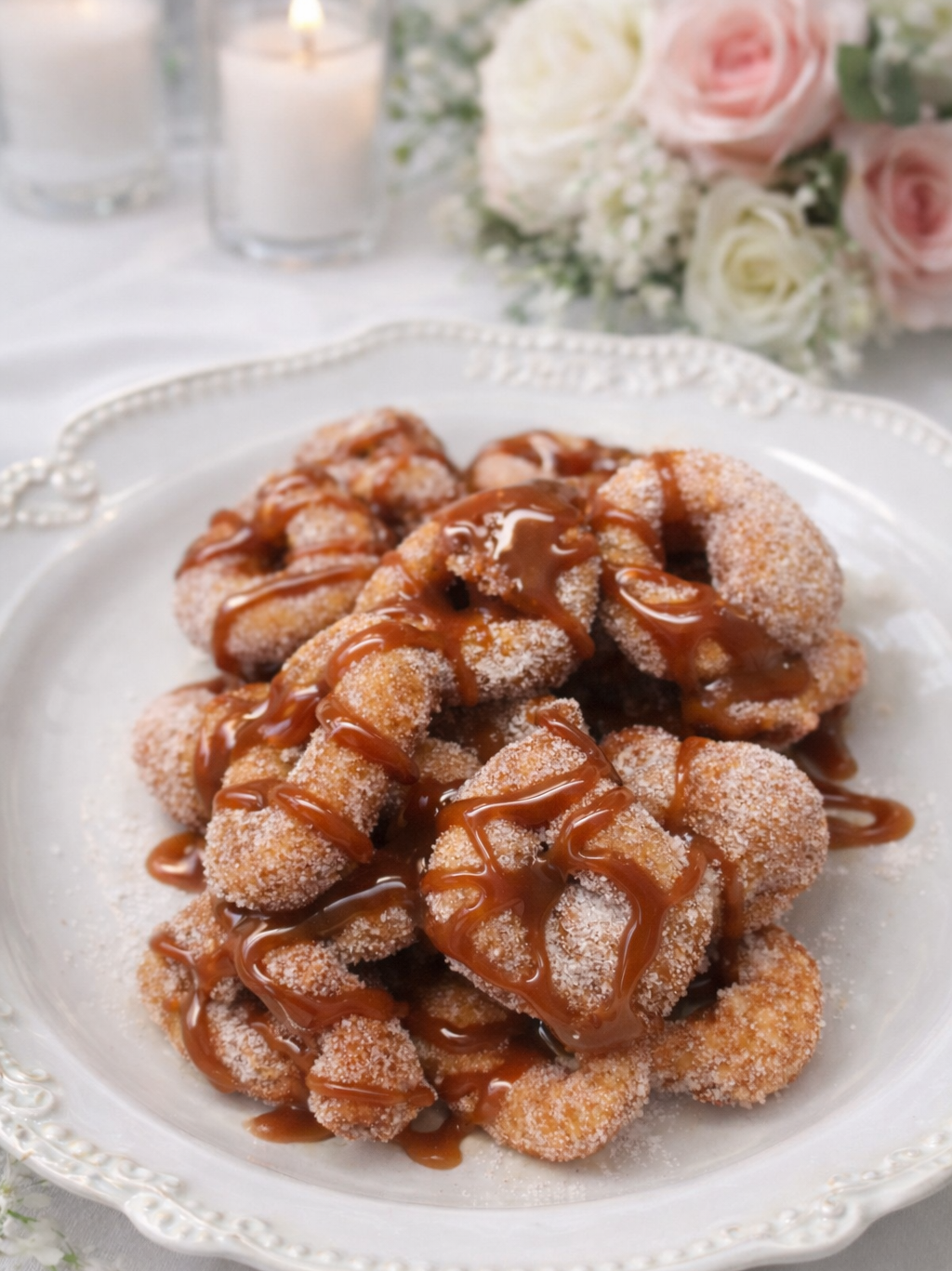 Mini donuts served during wedding cocktail hour