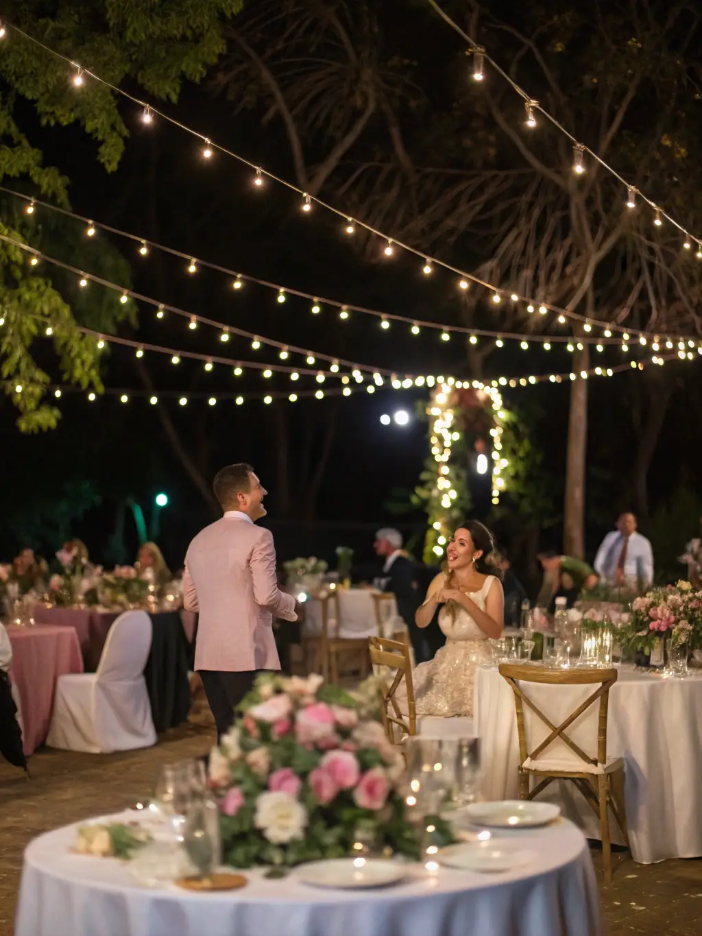 Late-night mini donut station at a wedding reception