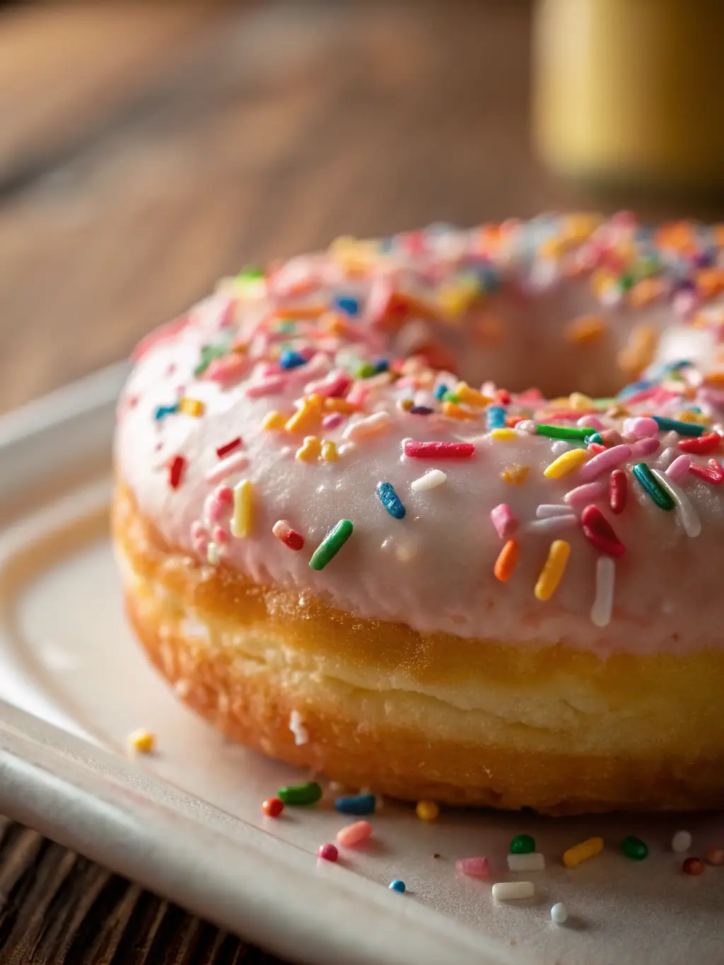 A close-up shot of a mini donut tower or display being presented as part of the wedding reception dessert options, highlighting the visual appeal and variety of flavors.